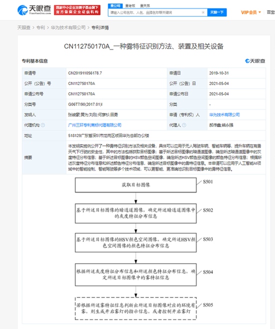 华为公开雾特征识别相关专利可提升车辆在有雾天气下行驶安全性